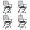 Image de vidaXL Chaises pliables d'extérieur lot de 4 et coussins Bois d'acacia