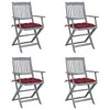 Image de vidaXL Chaises pliables d'extérieur lot de 4 et coussins Bois d'acacia