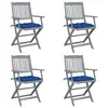 Image de vidaXL Chaises pliables d'extérieur lot de 4 et coussins Bois d'acacia