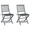 Image de vidaXL Chaises pliables d'extérieur lot de 2 et coussins Bois d'acacia