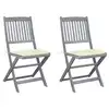 Image de vidaXL Chaises pliables d'extérieur lot de 2 et coussins Bois d'acacia