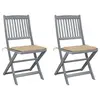 Image de vidaXL Chaises pliables d'extérieur lot de 2 et coussins Bois d'acacia