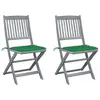 Image de vidaXL Chaises pliables d'extérieur lot de 2 et coussins Bois d'acacia