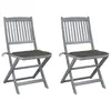Image de vidaXL Chaises pliables d'extérieur lot de 2 et coussins Bois d'acacia
