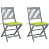 Image de vidaXL Chaises pliables d'extérieur lot de 2 et coussins Bois d'acacia