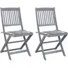 Image de vidaXL Chaises pliables d'extérieur lot de 2 et coussins Bois d'acacia