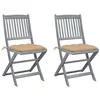 Image de vidaXL Chaises pliables d'extérieur lot de 2 et coussins Bois d'acacia