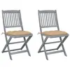 Image de vidaXL Chaises pliables d'extérieur lot de 2 et coussins Bois d'acacia
