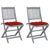 Image de vidaXL Chaises pliables d'extérieur lot de 2 et coussins Bois d'acacia