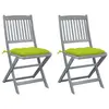 Image de vidaXL Chaises pliables d'extérieur lot de 2 et coussins Bois d'acacia