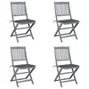 Image de vidaXL Chaises pliables d'extérieur lot de 4 et coussins Bois d'acacia