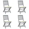 Image de vidaXL Chaises pliables d'extérieur lot de 4 et coussins Bois d'acacia