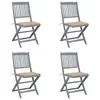 Image de vidaXL Chaises pliables d'extérieur lot de 4 et coussins Bois d'acacia