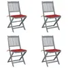 Image de vidaXL Chaises pliables d'extérieur lot de 4 et coussins Bois d'acacia