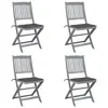 Image de vidaXL Chaises pliables d'extérieur lot de 4 et coussins Bois d'acacia