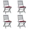 Image de vidaXL Chaises pliables d'extérieur lot de 4 et coussins Bois d'acacia