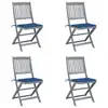 Image de vidaXL Chaises pliables d'extérieur lot de 4 et coussins Bois d'acacia