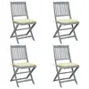 Image de vidaXL Chaises pliables d'extérieur lot de 4 et coussins Bois d'acacia