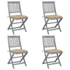 Image de vidaXL Chaises pliables d'extérieur lot de 4 et coussins Bois d'acacia