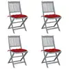 Image de vidaXL Chaises pliables d'extérieur lot de 4 et coussins Bois d'acacia