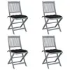 Image de vidaXL Chaises pliables d'extérieur lot de 4 et coussins Bois d'acacia