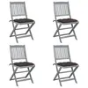 Image de vidaXL Chaises pliables d'extérieur lot de 4 et coussins Bois d'acacia