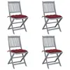 Image de vidaXL Chaises pliables d'extérieur lot de 4 et coussins Bois d'acacia