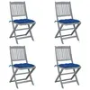 Image de vidaXL Chaises pliables d'extérieur lot de 4 et coussins Bois d'acacia