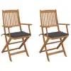 Image de vidaXL Chaises pliables de jardin lot de 2 avec coussins Bois d'acacia
