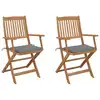 Image de vidaXL Chaises pliables de jardin lot de 2 avec coussins Bois d'acacia