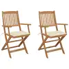 Image de vidaXL Chaises pliables de jardin lot de 2 avec coussins Bois d'acacia