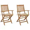 Image de vidaXL Chaises pliables de jardin lot de 2 avec coussins Bois d'acacia