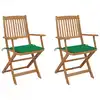 Image de vidaXL Chaises pliables de jardin lot de 2 avec coussins Bois d'acacia
