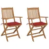 Image de vidaXL Chaises pliables de jardin lot de 2 avec coussins Bois d'acacia