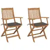 Image de vidaXL Chaises pliables de jardin lot de 2 avec coussins Bois d'acacia