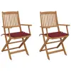 Image de vidaXL Chaises pliables de jardin lot de 2 avec coussins Bois d'acacia