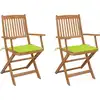 Image de vidaXL Chaises pliables de jardin lot de 2 avec coussins Bois d'acacia