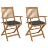 Image de vidaXL Chaises pliables de jardin lot de 2 avec coussins Bois d'acacia