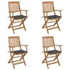 Image de vidaXL Chaises pliables de jardin lot de 4 avec coussins Bois d'acacia