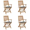 Image de vidaXL Chaises pliables de jardin lot de 4 avec coussins Bois d'acacia