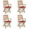Image de vidaXL Chaises pliables de jardin lot de 4 avec coussins Bois d'acacia