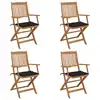 Image de vidaXL Chaises pliables de jardin lot de 4 avec coussins Bois d'acacia