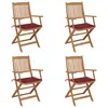 Image de vidaXL Chaises pliantes 4 pièces avec coussins en bois d'acacia massif