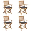 Image de vidaXL Chaises pliables de jardin lot de 4 avec coussins Bois d'acacia