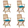 Image de vidaXL Chaises pliables de jardin lot de 4 avec coussins Bois d'acacia
