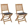 Image de vidaXL Chaises pliables de jardin lot de 2 avec coussins Bois d'acacia