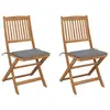 Image de vidaXL Chaises pliables de jardin lot de 2 avec coussins Bois d'acacia