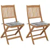 Image de vidaXL Chaises pliables de jardin lot de 2 avec coussins Bois d'acacia