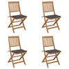 Image de vidaXL Chaises pliables de jardin lot de 4 avec coussins Bois d'acacia