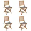 Image de vidaXL Chaises pliables de jardin lot de 4 avec coussins Bois d'acacia